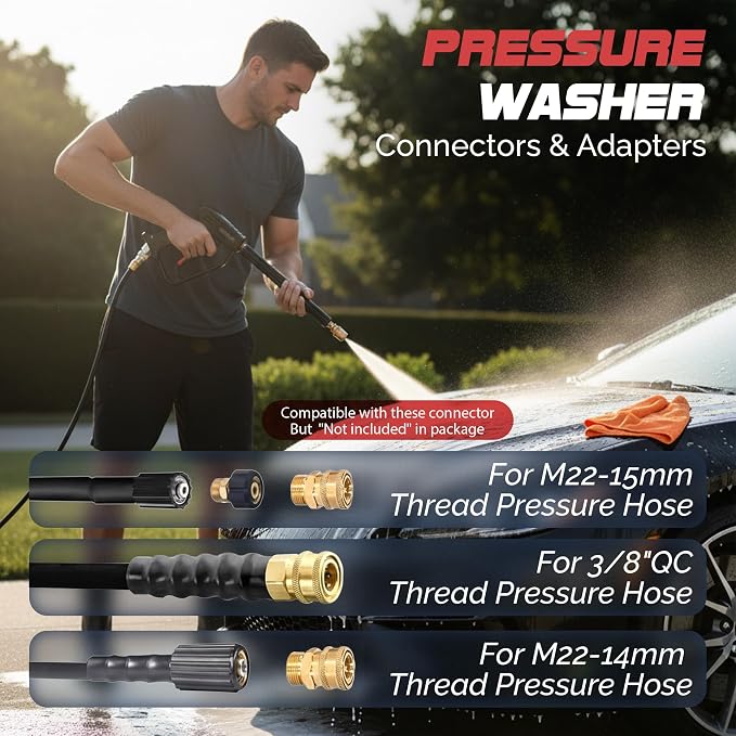 Pressure Washer Gun - 4000 PSI Short Power Washer Gun with 360° Swivel, 3/8" Quick Connect, Heavy Duty Spray Handle for Foam Cannon Car Wash Detailing (Pressure Washer Gun)