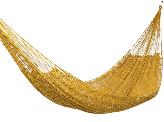 Novica Handmade Uxmal Ocher Cotton Rope Hammock (Single)