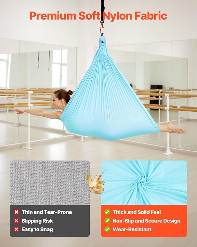 Aerial Yoga Hammock & Swing 300 lbs Capacity, 360° Swivel with Ceiling Mount Kit, Dual-Function for Home, Studio and Fitness