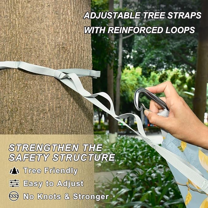Camping Hammock Outdoor Hammocks for Outside Yellow Magnolia Flowers Beach Trees Portable Lightweight with Pockets Tree Straps Indoor Small