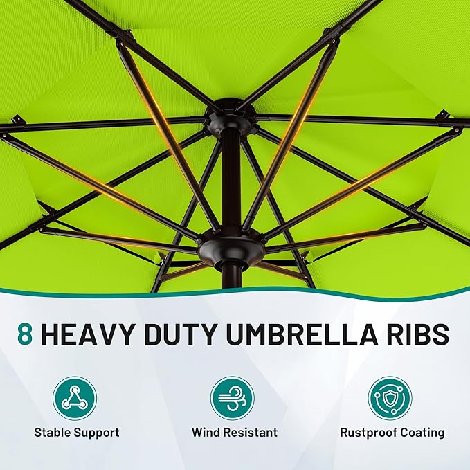 AreShark 9ft 2-Tier Patio Umbrella with Valance - Outdoor Umbrella Waterproof UV Protection, Market Table Umbrella w/Push Button Tilt&Crank for Pool, Porch, Garden(Apple Green)