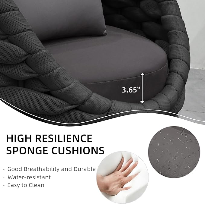 TWT 6-Piece Aluminum Patio Furniture Set, Modern Outdoor Conversation Set Sectional Sofa with Water Repellent Thick Cushions and Coffee Table for Balcony, Garden