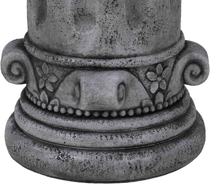 Modern Cement Tree Stump Stool Table, Faux Stone Round Outdoor Side Table for Patio & Garden, Indoor and Outdoor Accent Furniture, Antique Grey