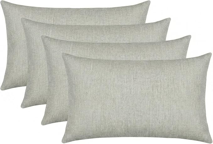 RSH DECOR: Designer Select Sunbrella Lumbar Throw Pillows Set of 4 | 20" x 12" | Water and Fade-Resistant Performance Fabric | Indoor Outdoor Accent Pillows | Made in USA (Spectrum Dove)