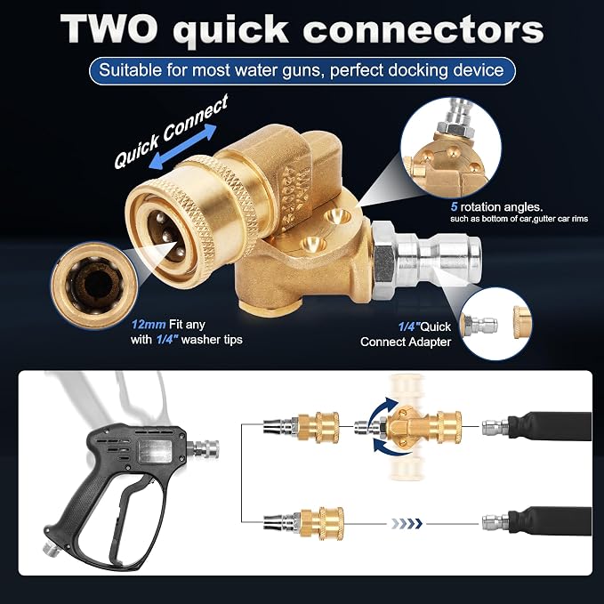 39" Upgraded Radiator Cleaning Wand with Two 1/4''Quick Coupler, Water and Air Dual-Use 4500 PSI Pressure Washer Tool Set for Car,Truck and Other Vehicles