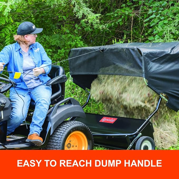Agri-Fab Heavy Duty Tow Behind Lawn Sweeper, 50 in Working Width with 26 Cu Ft Hopper and Adjustable Brush Height