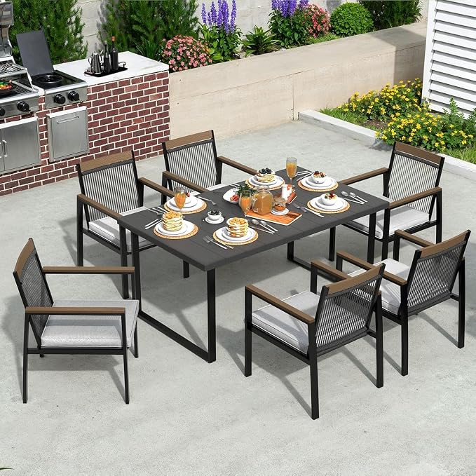 Patio Dining Chair Sets, Outdoor Metal Dining Furniture Set, 2PCS Patio Chairs with Cushions for Backyard, Deck