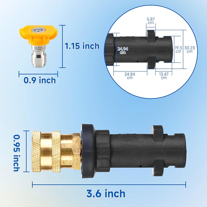 M MINGLE Pressure Washer Gun Adapter with 5 Spray Nozzles, to 1/4'' Quick Connect Fitting