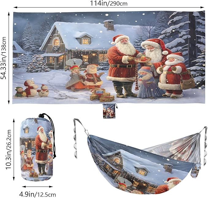 FRMG Christmas Santa Claus Hammock 500 lbs Capacity Portable Hammocks with Tree Straps & Attached Carry Bag, Camping Essentials Gear 2011889a