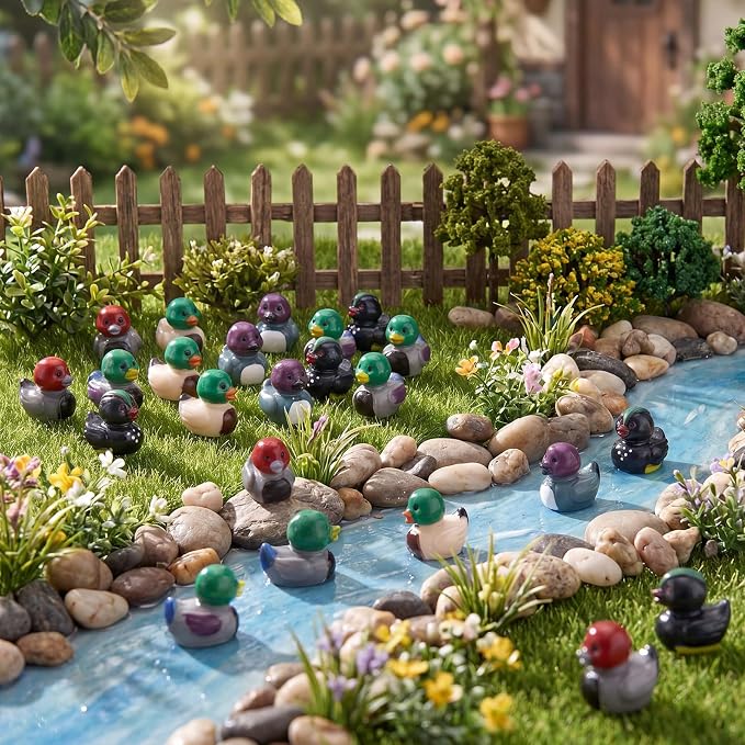 Novabright 100 Pcs Mini Resin Mallard Ducks Tiny Resin Wild Ducks Figures to Hide Small Statue for Nature Birds Lovers Craft Hunting Decoration Potted Birthday Gift Party Supplies