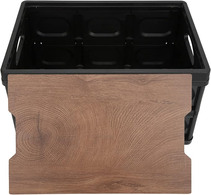 Ymiko Outdoor Storage Box, Storage Box with Wooden Panel 30L Removable Camping Box for Outdoor (Black)
