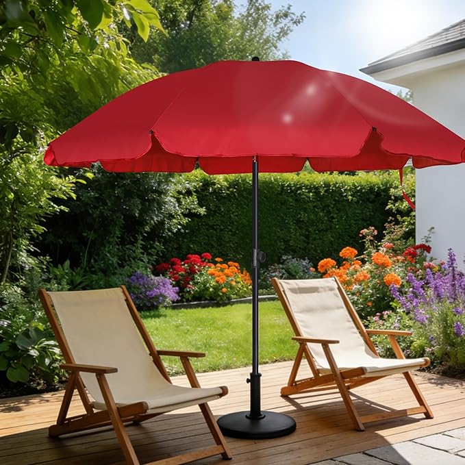Blissun 6.5ft Patio Umbrella with Push Button Tilt & Height Adjustable, UV50+ Sun Protection with Sturdy Fiberglass Ribs & Iron Pole, Market Umbrella for Outdoor Table Garden Backyard Beach