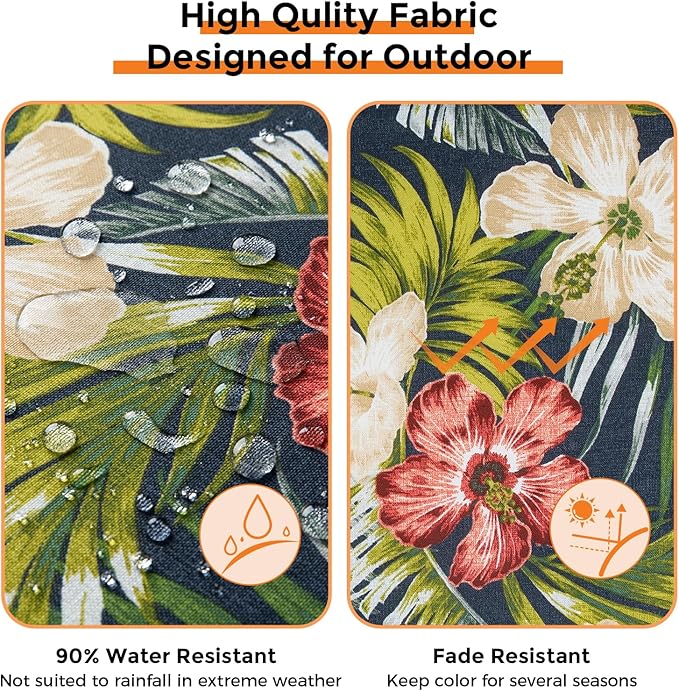 Magpie Fabrics Patio Bench Cushion Cover 54x18x3 Inch, NO Insert! Water&Fade Resistant Outdoor Loveseat Replacement Cover with Zipper (Midnight Floral)