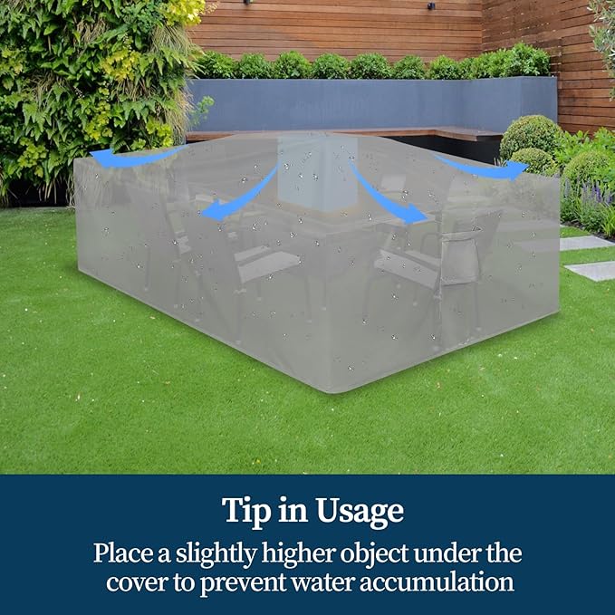 Easy-Going Rectangle Patio Furniture Cover Waterproof Outdoor Dining Table and Chair Cover Anti-UV Outside Sectional Sofa Set Covers (74"L x 47"W x 28"H, Grey)