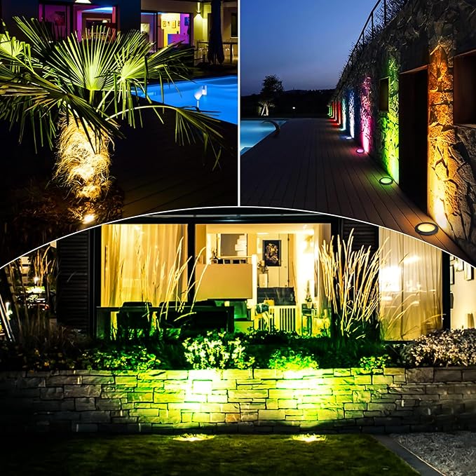 Landscape Lighting - 10W RGB Landscape Lights with Color Changing, 12V-24V Waterproof Outdoor In-Ground Lights for Yard Garden (14)