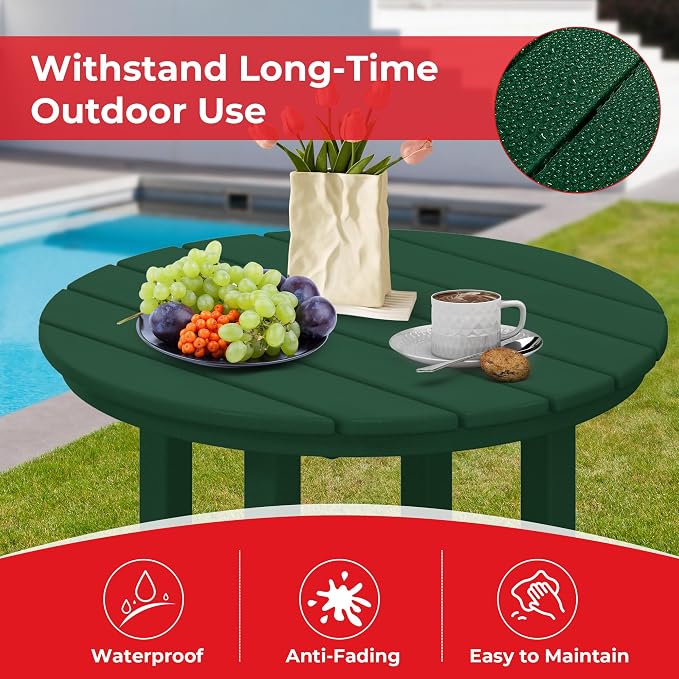 Costaelm Outdoor Bar Table, 42" Counter Height Round Patio Cocktail Bar Table, Patio Bar Table Bistro Dining Table Pub Table for Front Porch Deck, Backyard, Garden, Dark Green