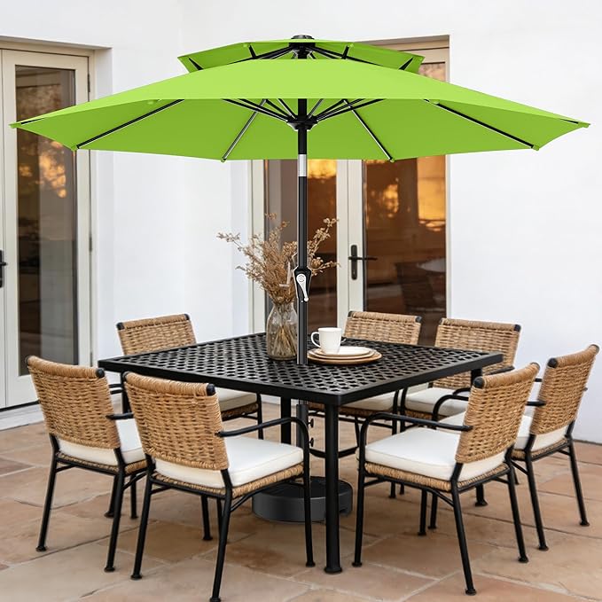 AreShark 10ft 2 Tiers Patio Umbrella - Outdoor Umbrella Waterproof UV Protection, Market Table Umbrella w/Push Button Tilt&Crank for Pool, Porch, Garden(Apple Green)