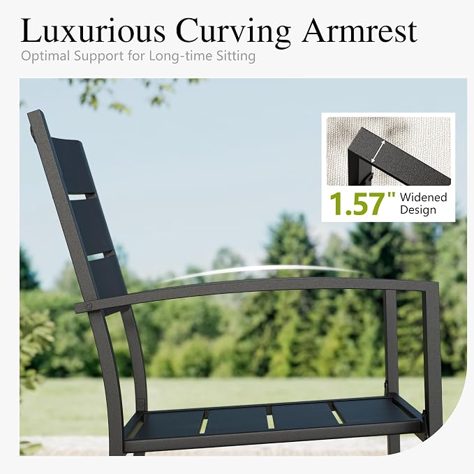 Sophia & William Metal Outdoor Dining Chairs Set of 4 - Stackable Black Patio Chairs, 300lb Capacity