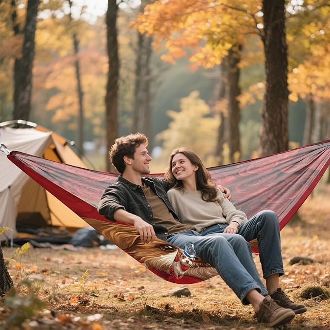 Hammocks for Outside Dog Rose Flowers Camping Hammock Portable Hammocks with Tree Straps and Carry Bag Camping Accessories for Hiking Beach Outdoor