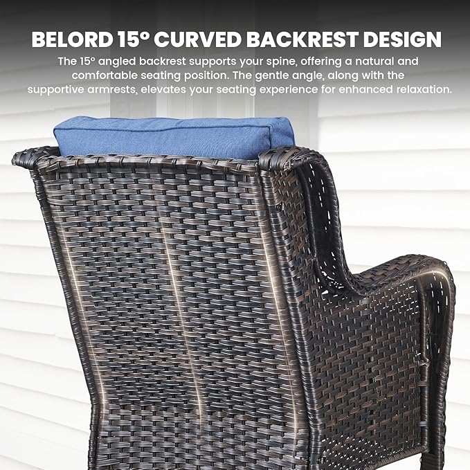 Belord Wicker Furniture 4 Pieces Outdoor Patio Furniture Set Patio Loveseat Sofa Set with Wicker Chairs and Coffee Table, Paito Conversation Set for Porch Garden Deck Balcony Poolside