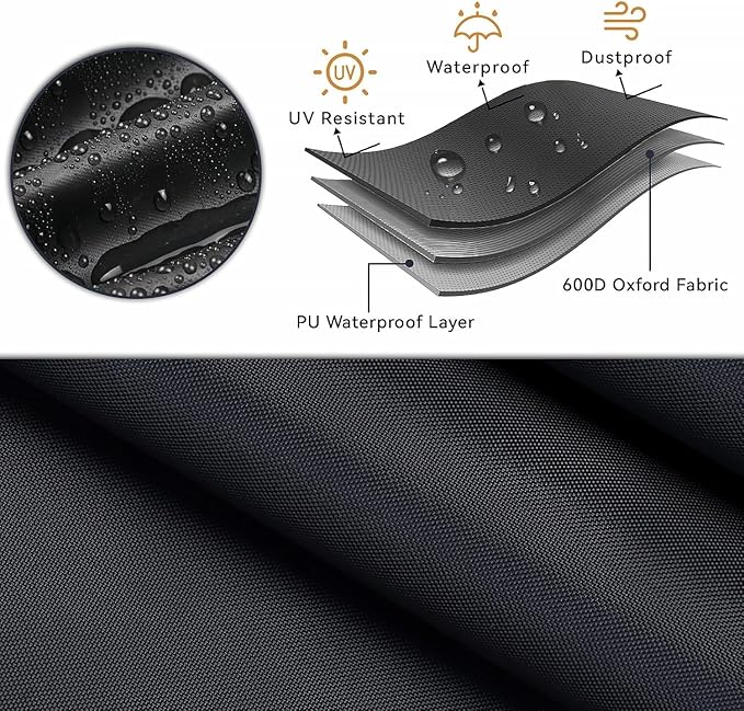 Chaise Lounge Covers, 2 Pack Waterproof Outdoor Lounge Chair Covers for Patio Furniture, Pool Lounge Chair Outdoor Furniture Cover - 80"L x 28"W x 13"H, Black