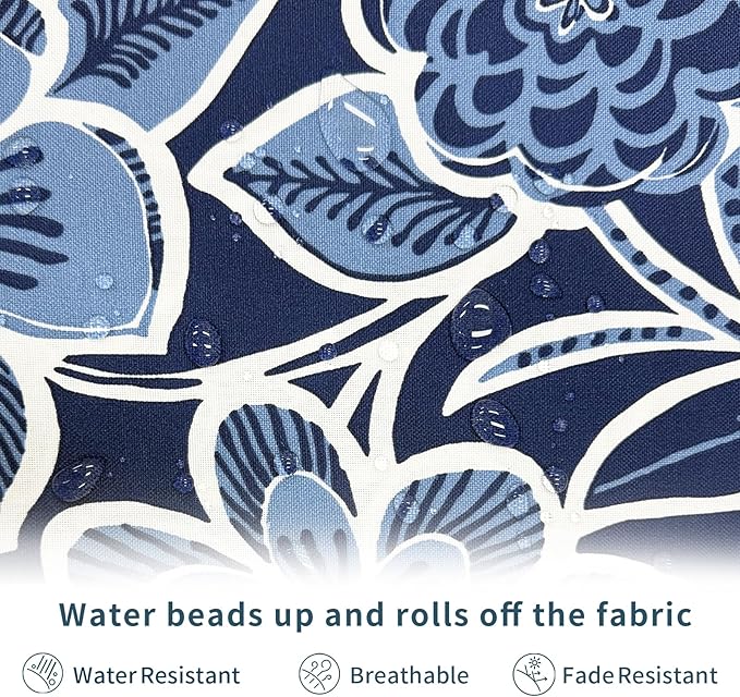 DYTXIII Pack of 2 Outdoor Waterproof Pillow Covers ONLY, 18"x18" Square Decorative Double Printed Throw Pillow Cases for Patio Couch Porch Furniture, Flower Navy