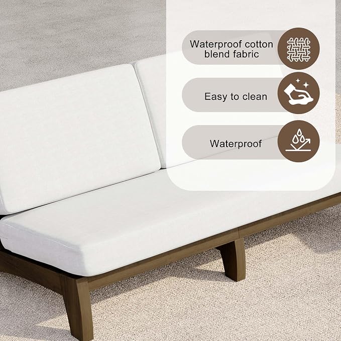 4 Pieces Patio Furniture Sets, All-Weather Outdoor Wood Bistro Set Patio Conversation Coffee Table Chiars and Patio Loveseat for Balcony, Backyard