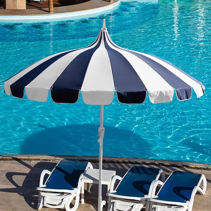8Ft Patio Pagoda Umbrella, UV Protect Pool Umbrellas with Heavy Duty Pole, Outdoor Market Umbrella for Holiday Garden Backyard