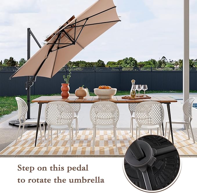 Sophia & William 10ft Cantilever Patio Umbrella with Base - 360° Rotation & Infinite Tilt, Outdoor Market Umbrella with Solution-Dyed Fade-Resistant Fabric & Aluminum Frame