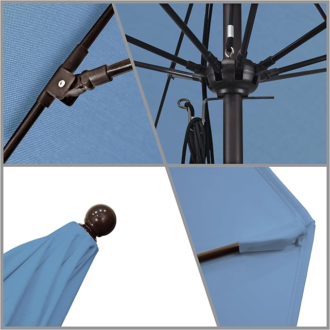 California Umbrella 11' Rd. Venture Series Contract Grade Patio Umbrella, Pulley Open, Bronze Finish, Sunbrella Cyan