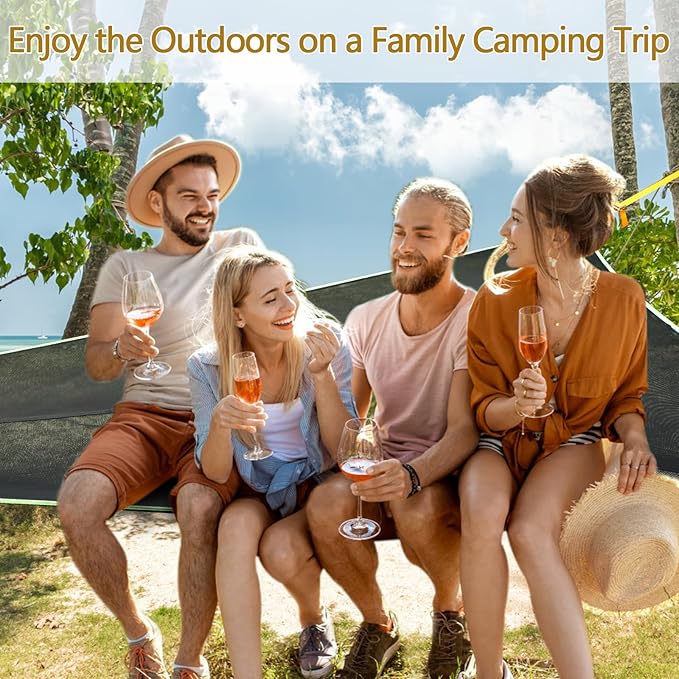 Triangle Hammock, 13ft Camping Hammock with 3 Ratchet Tie Down Straps and Storage Bag, 3 Point Hammocks Portable Max 800 Lbs for 2-3 Adult Kid, Multi Person Tree Hammock for Outside Travel