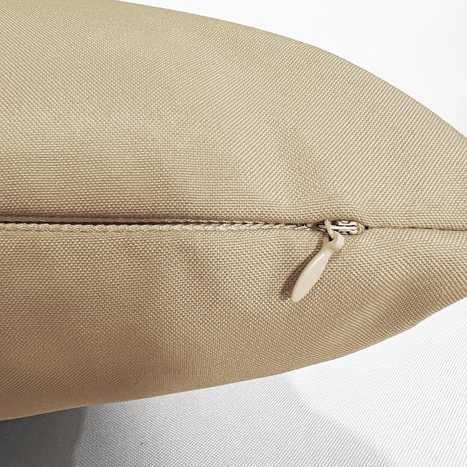 VAKADO Outdoor Waterproof Throw Pillow Covers 16X16 Set of 2 Decorative Taupe Patio Furniture Cushion Cases Outside Decor for Couch Garden Bench Porch
