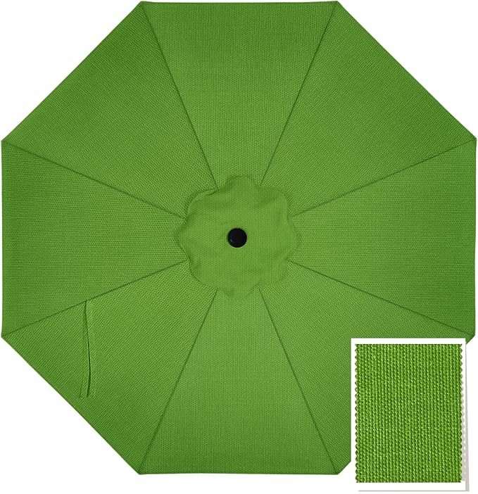 MASTERCANOPY 5-Year-Non-Fading Olefin 9FT Patio Umbrella Replacement Canopy for 8 Ribs- Grass Green Canopy Only