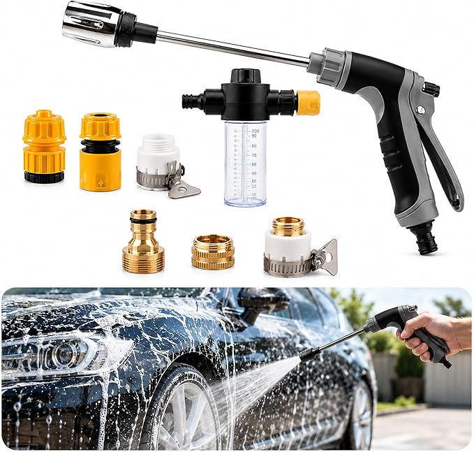 Hose Hawk Pro Pressure Washer, Hosehawk Pro - Professional Water Handheld Power Washer with 360° Rotating Nozzless, 4 Spray Modes Multi Function for Cleaning Yard Car Driveways (Set B)
