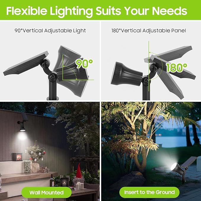 4-Pack Solar Spot Lights for Outside, 30LEDs Solar-Powered Lights Outdoor with 3 Modes, Landscape Lighting Waterproof, Spotlights Auto ON/OFF for Garden Pool Tree Pathway Wall Driveway(Cool White)