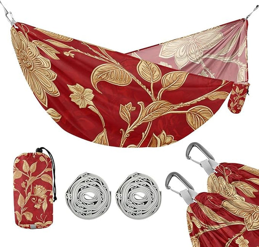 Golden Retro Vintage Butterfly Red 330lb Capacity Hammocks with Tree Straps Indoor Hammock for Outside Patio Garden hamaca con soporte para adultos