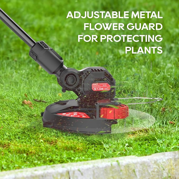 Ecomax 12" Cordless String Trimmer & Edger, 18V Electric Weed Wacker with 2Ah Battery and Charger, Lightweight Weed Eater, Edger Lawn Tool with 90 Degree Adjustable Head for Yard and Garden, ELG03