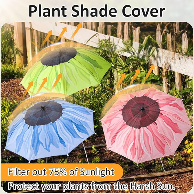 Plant Umbrellas for Outdoor Plants, Large Garden Plant Umbrella Shade Upgraded Adjustable Angle Height for Potted Plants Garden Beds