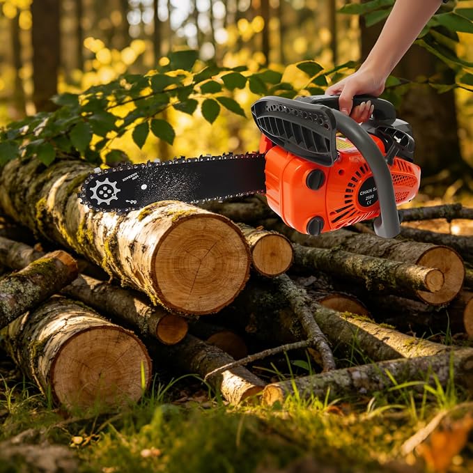 12 Inch Top Handle Chainsaw, 25.4cc 2-Stroke Gas Powered Motorized Saw, Lightweight Arborist Chainsaw with Easy Start System for Tree Pruning, Limbing and Farm Garden Clearing