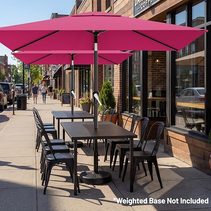 AreShark 6.5' x 10' Rectangular Patio Umbrellas for Outdoor, Outdoor Table Umbrella, Large Outdoor Patio Umbrellas with 6 Sturdy Ribs for Pool, Garden, Deck & Market (Rose Pink)