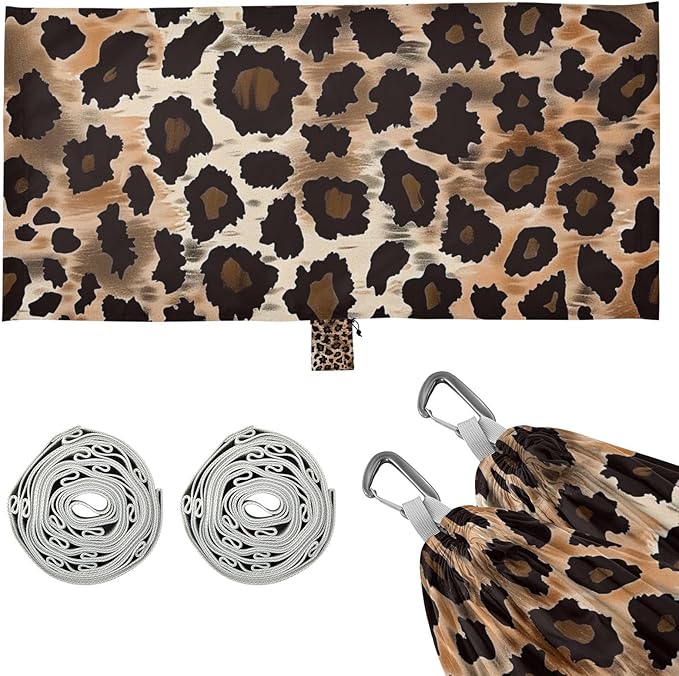 Leopard Print 330lb Capacity Camping Hammocks with Tree Straps Cloth Hammock for Patio Backyard Lounge Base Bases para hamacas para adultos