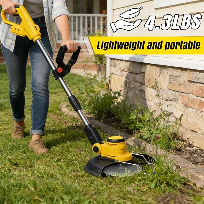 4 in 1 Electric Weed Wacker for Dewalt 20V Battery, 12" Weed Eater Battery Powered, 1300W Cordless String Trimme Edger/Bush Trimmer for Lawn, Yard, Garden Care(No Batteries)