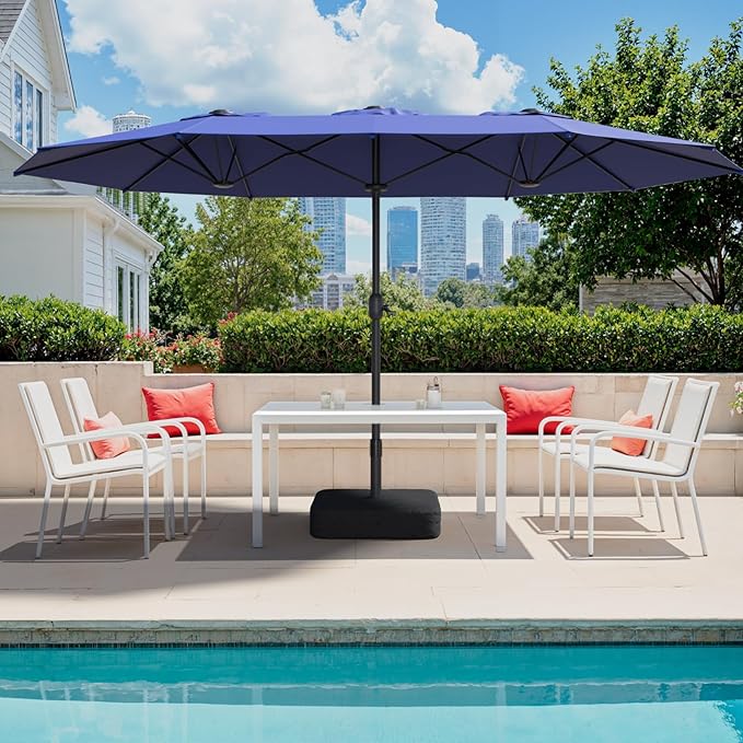 Sannwsg 15ft Large Patio Umbrella, Double Sided Outdoor Umbrellas, Market Umbrellas with Crank Handle, Backyard Umbrela for Deck, Garden, Pool