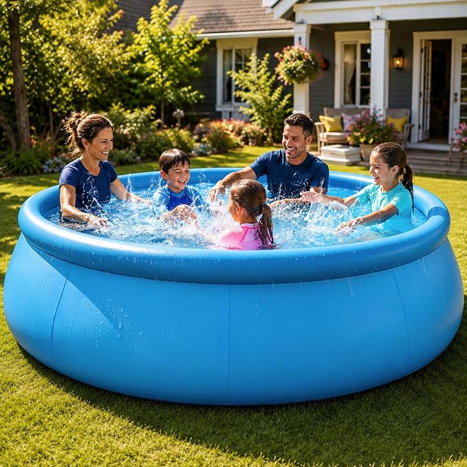 10 FT x 30 in Round Inflatable Swimming Pool, Large Round Inflatable Pool for Kids and Adults Summer Water Party Backyard Outdoor Pool