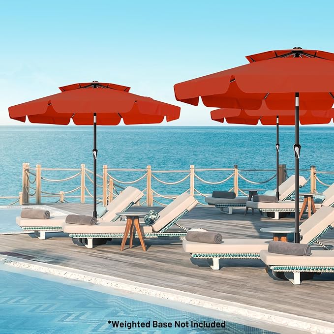 AreShark 9ft 2-Tier Patio Umbrella with Valance - Outdoor Umbrella Waterproof UV Protection, Market Table Umbrella w/Push Button Tilt&Crank for Pool, Porch, Garden(Orange)