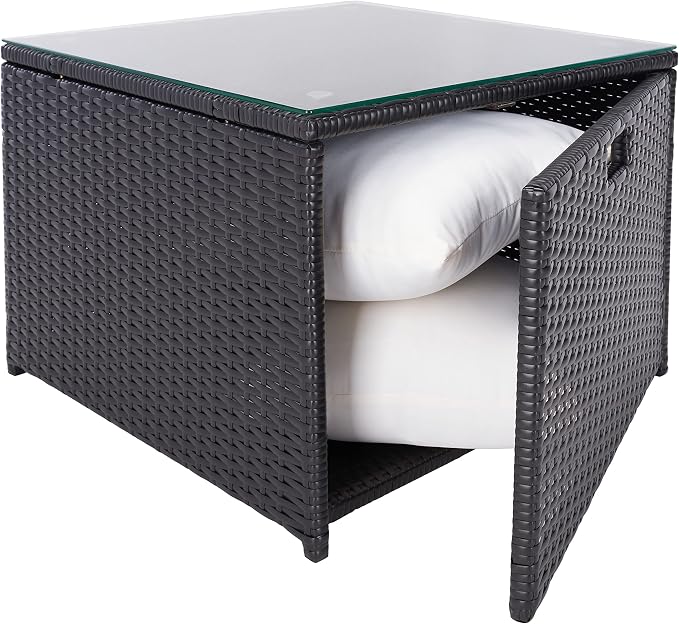 SAFAVIEH Outdoor Collection Helga Black/Beige Wicker Conversation Patio Set