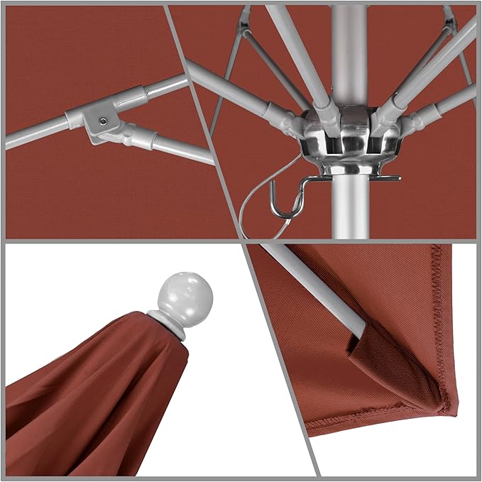 California Umbrella 7.5' Rd. Venture Series Contract Grade Patio Umbrella, Push Open Pin Stop, Silver Finish, Sunbrella Spectrum Cilantro