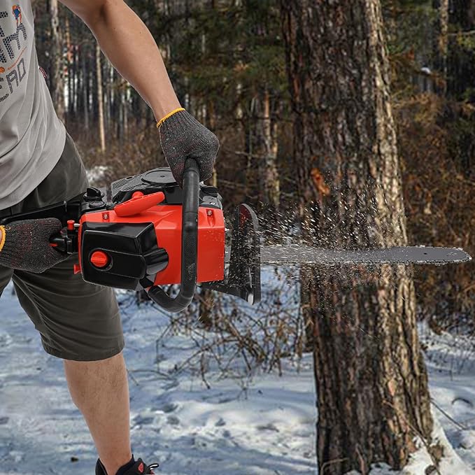 18 Inch Gas Chainsaw, 58CC Gas Power Chain Saw, Cordless Gas Powered Chainsaw, Petrol Handheld Gasoline Chainsaws for Wood Cutting and Tree Pruning, Speed 2800-11000rpm
