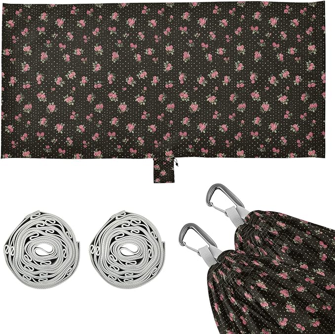 Camping Hammock Outdoor Hammocks for Outside Rose Dots Floral Black Beach Trees Portable Lightweight with Pockets Tree Straps Indoor