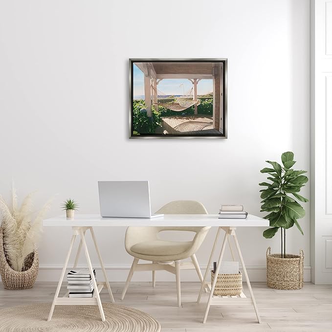 Stupell Industries Tranquil Hammock Warm Sunlit Porch Rural Garden Floating Framed Wall Art, Design By Tom Mielko